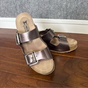 Mephisto Women Lenia Wedge Air Relax Sandals gray Leather Cork